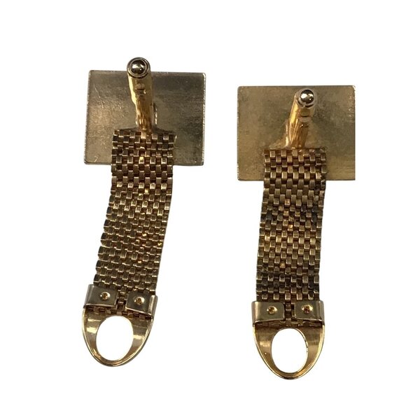 Vintage Gold Tone Tigers Eye Mesh Wrap Cufflinks (1489) - Picture 4 of 4